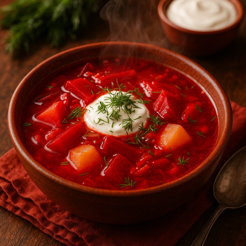 Belarusian-style Borscht with Dill and Sour Cream