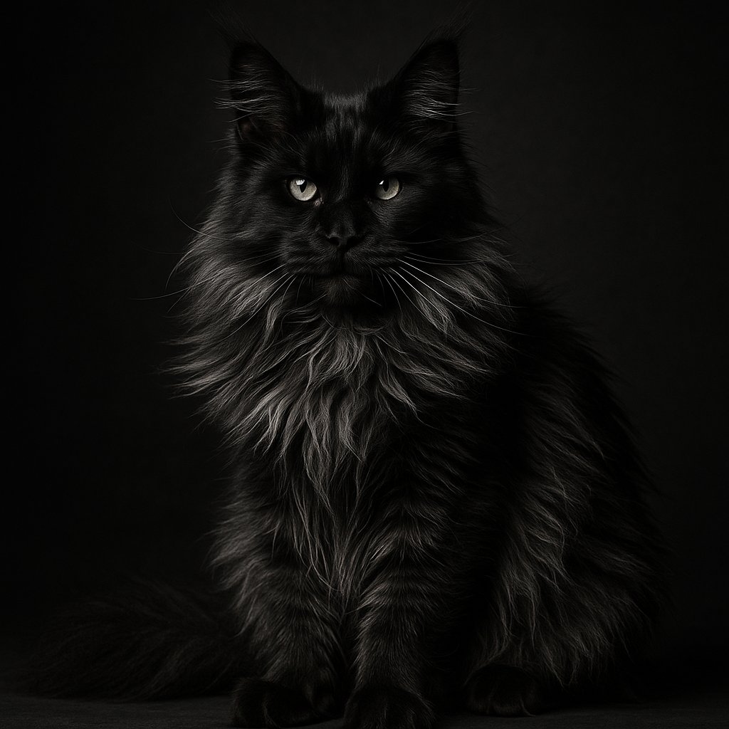 Black Smoke Majesty — Studio Portrait of a Maine Coon