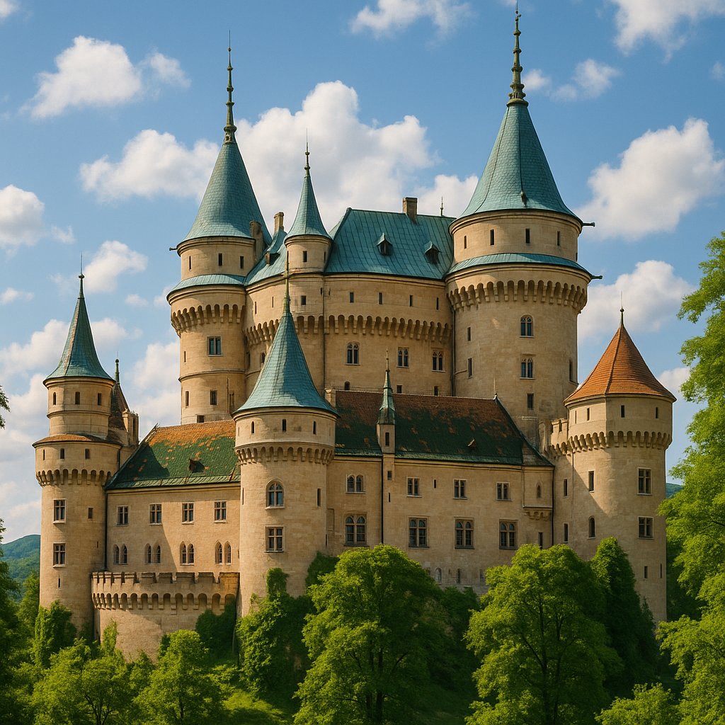 Bojnice Castle in Sunlit Detail