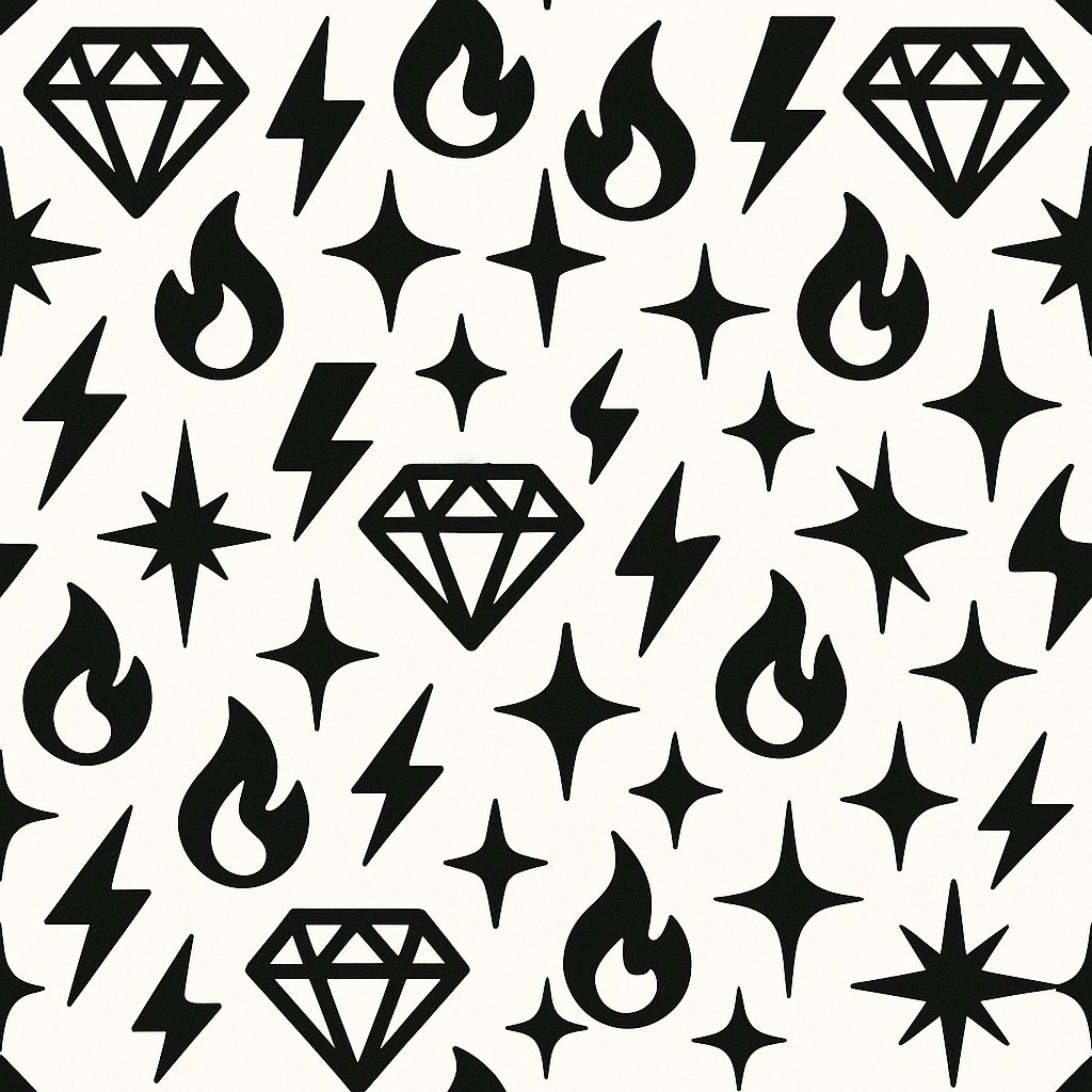 Bold Gem & Flame Geometric Pattern