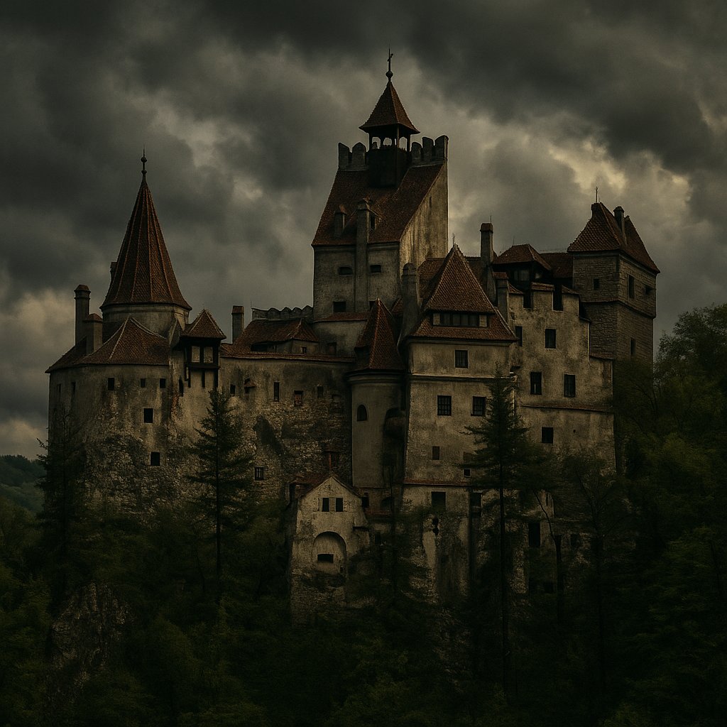 Bran Castle at Dusk — Gothic Stronghold in Moody Skies