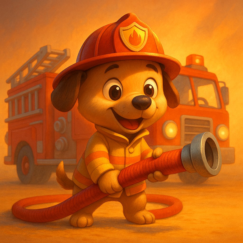 Brave Little Firefighter Pup