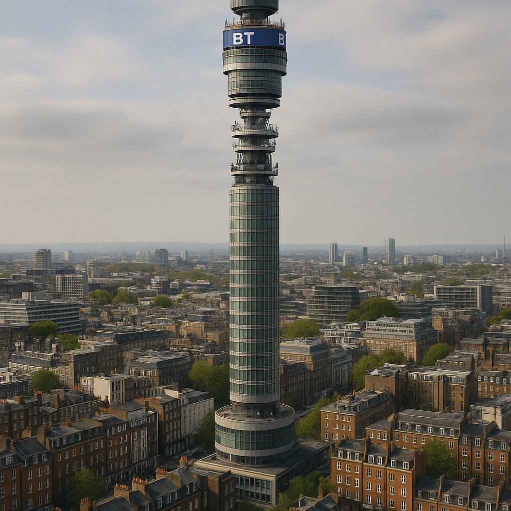 BT Tower Over London — Cylindrical Landmark in Soft Daylight