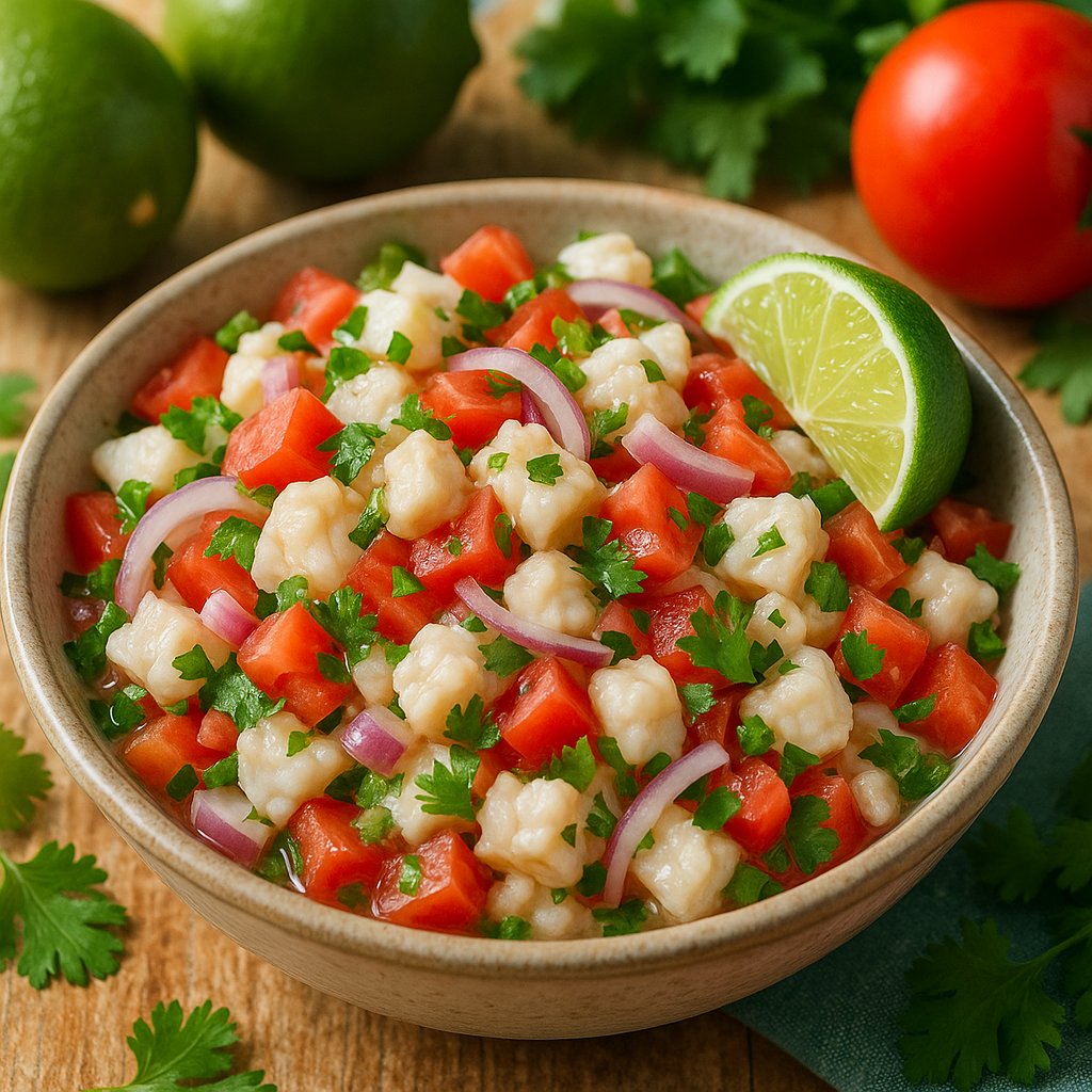 Ceviche Mexicano — Lime-Marinated Fish with Tomatoes & Cilantro