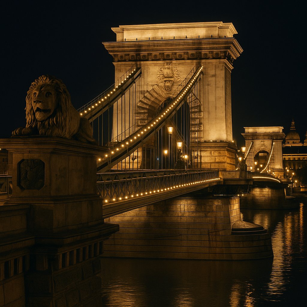 Chain Bridge at Night — Budapest Landmark