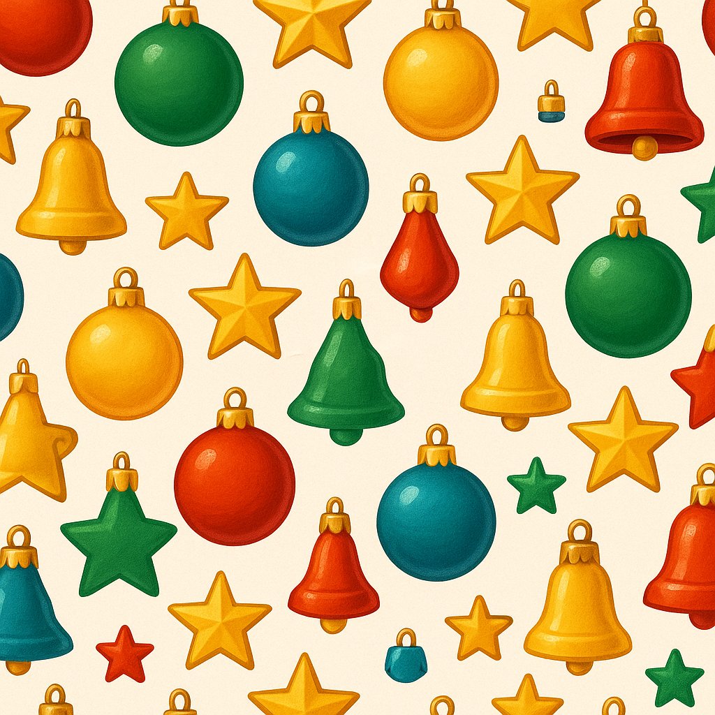 Cheerful Christmas Ornaments Seamless Pattern