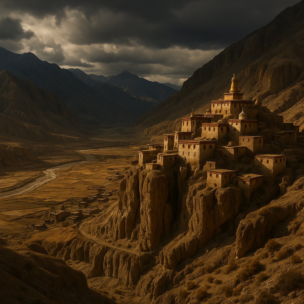 Cliffside Monastery Over Mustang Valley