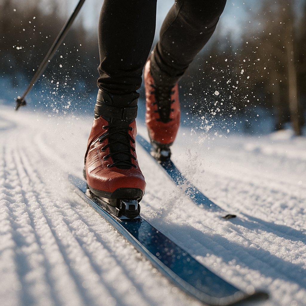 Close-up: Cross-Country Skis in Motion