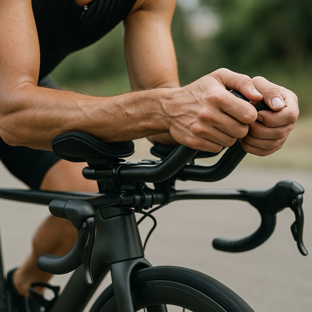 Close-Up: Triathlete Gripping Aero Bars