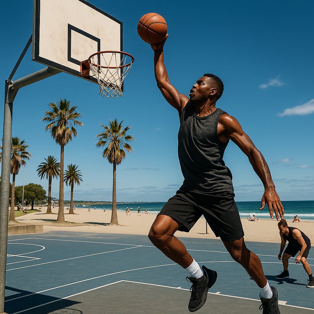 Coastal Dunk — Street Basketball at the Beach