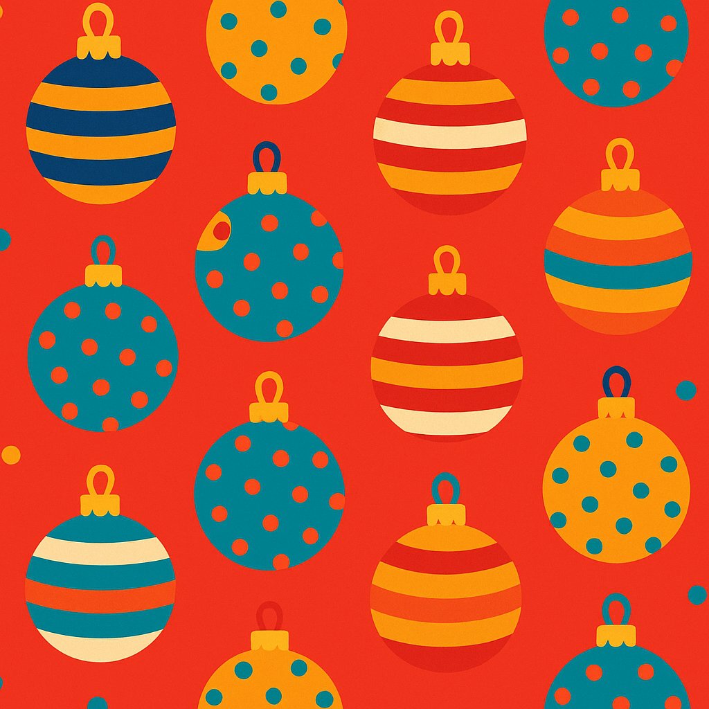 Colorful Retro Christmas Ornaments Pattern