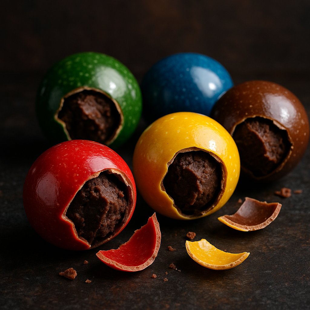 Cracked-Open Chocolate-Coated Candies