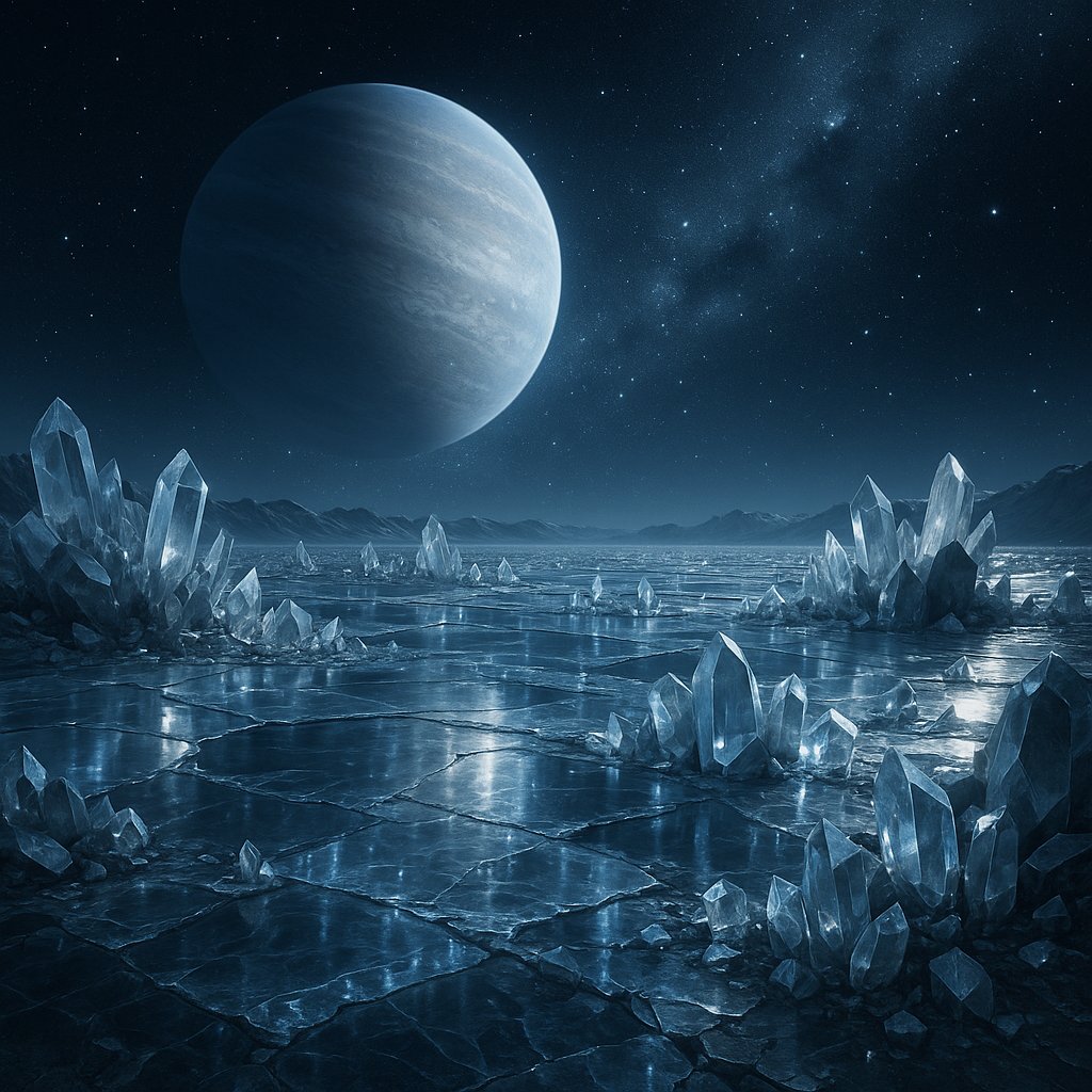 Crystal Plains of a Blue Exoplanet