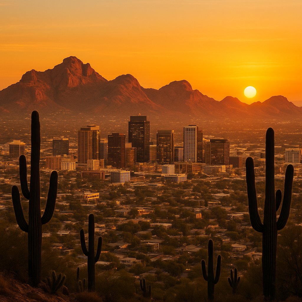 Desert Sunset Over the City