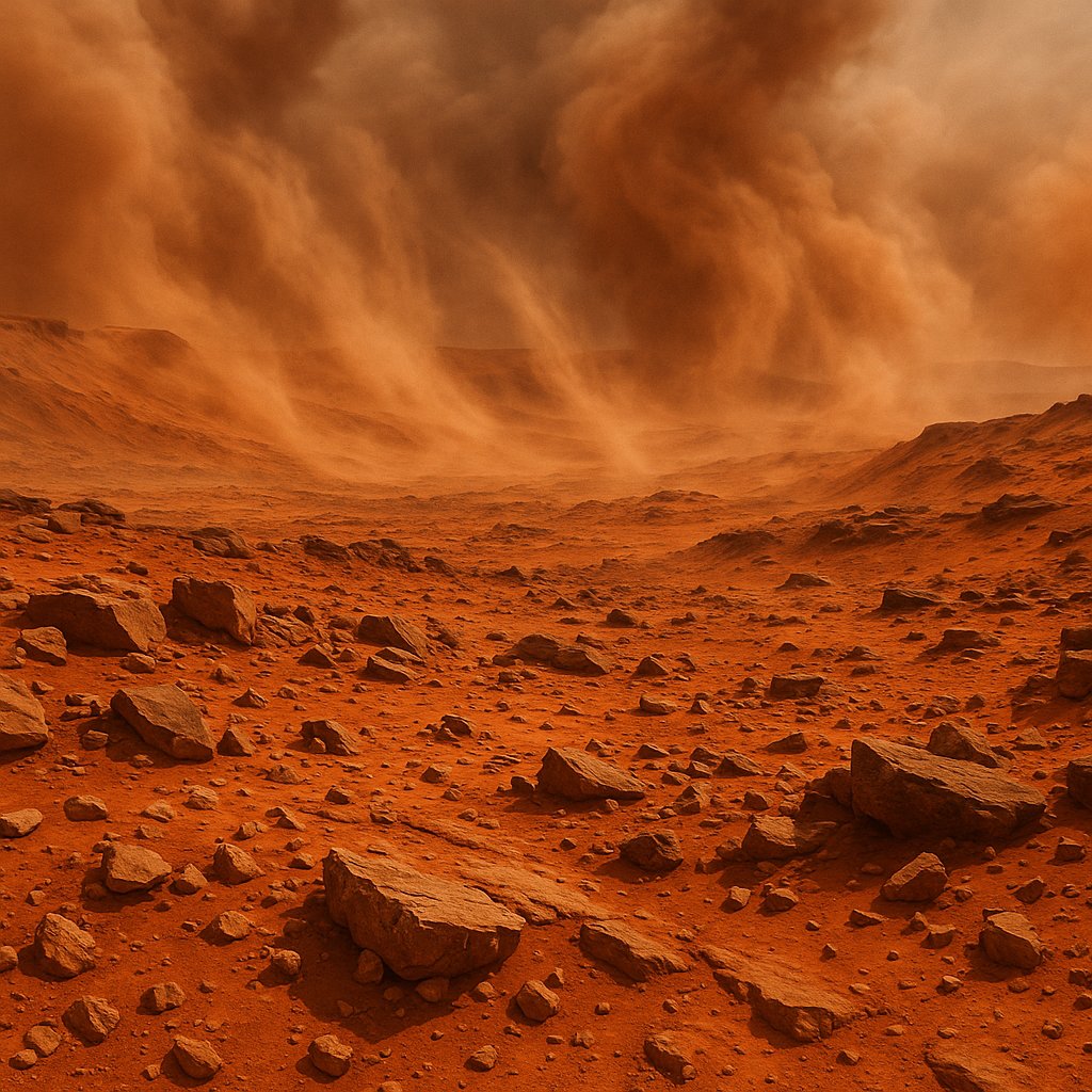Dust Storm Over Martian Highlands