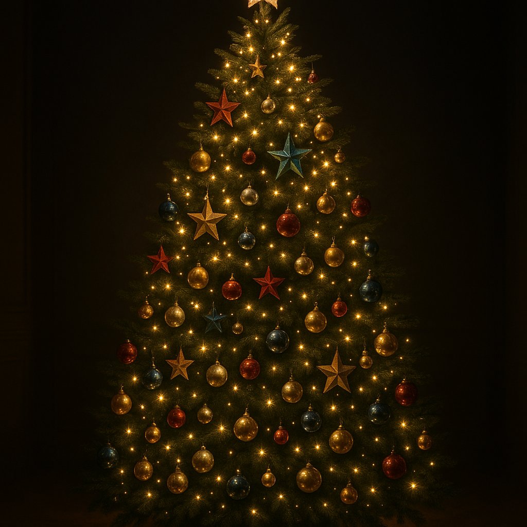 Elegant Starry Christmas Tree at Night