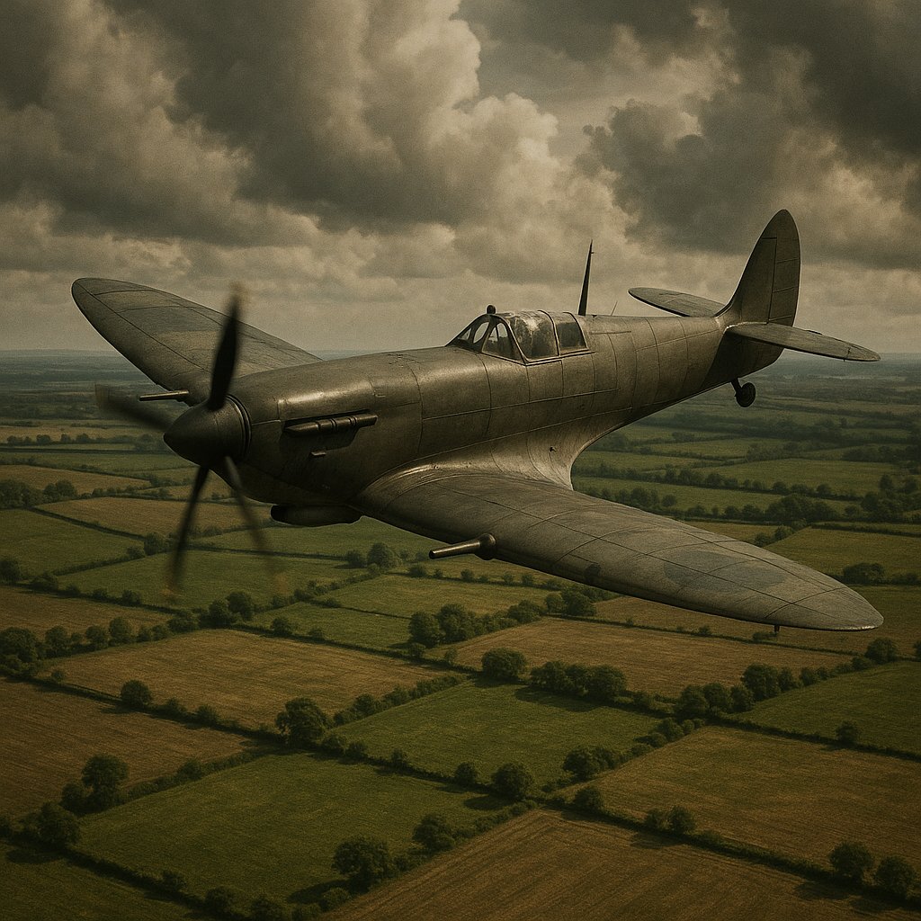 Elliptical Wing Patrol — Vintage WWII Fighter (Spitfire‑Inspired)