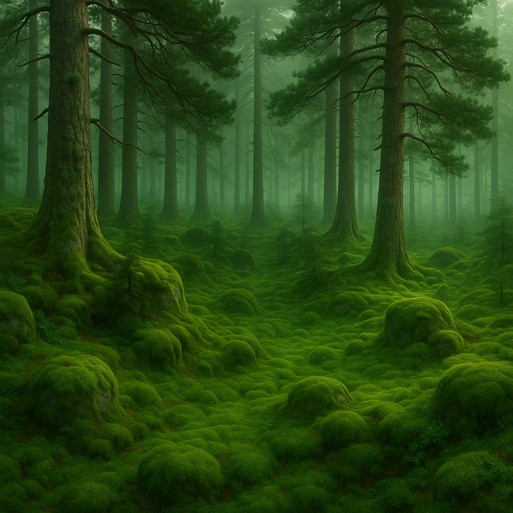 Emerald Moss of the Scandinavian Pines