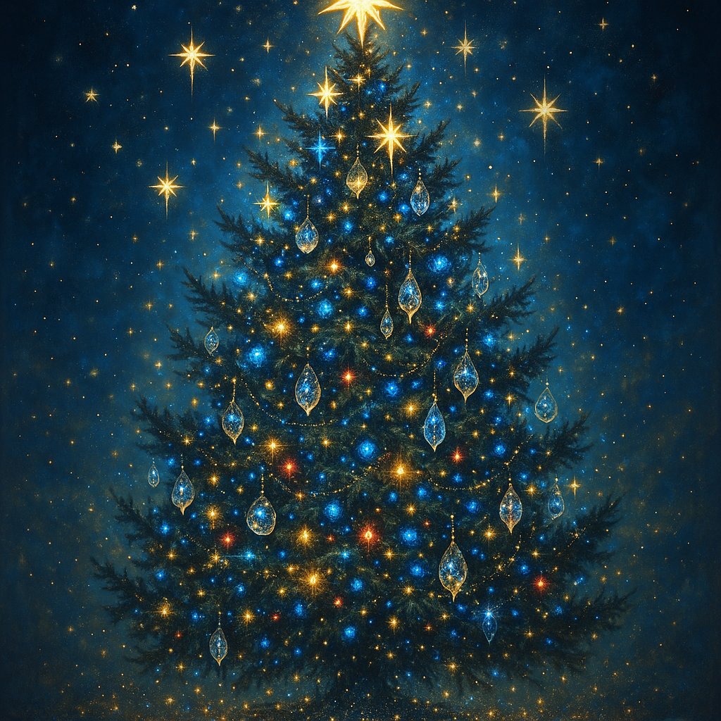 Enchanted Night: A Star-Lit Christmas Tree