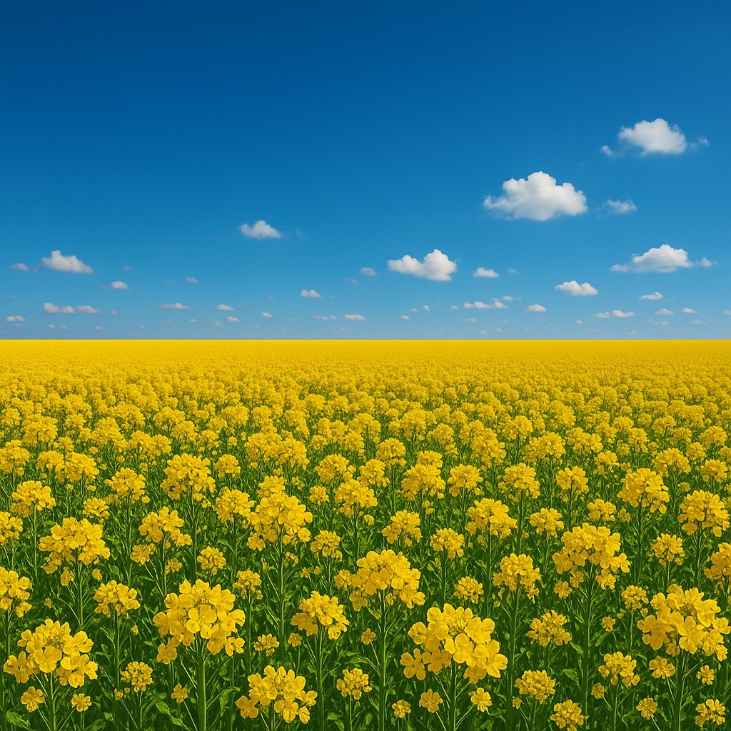 Endless Golden Rapeseed Under a Summer Sky