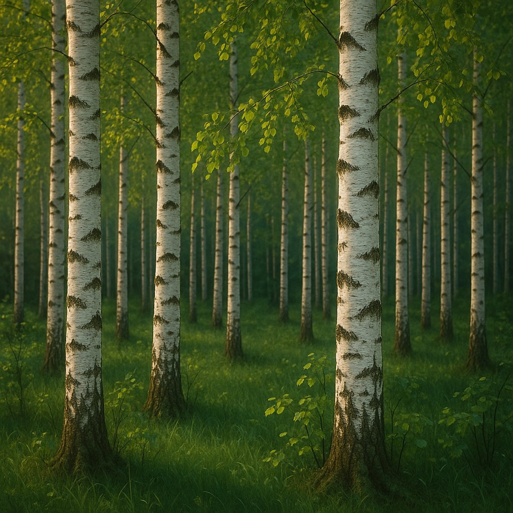 Evening in a Silver Birch Grove
