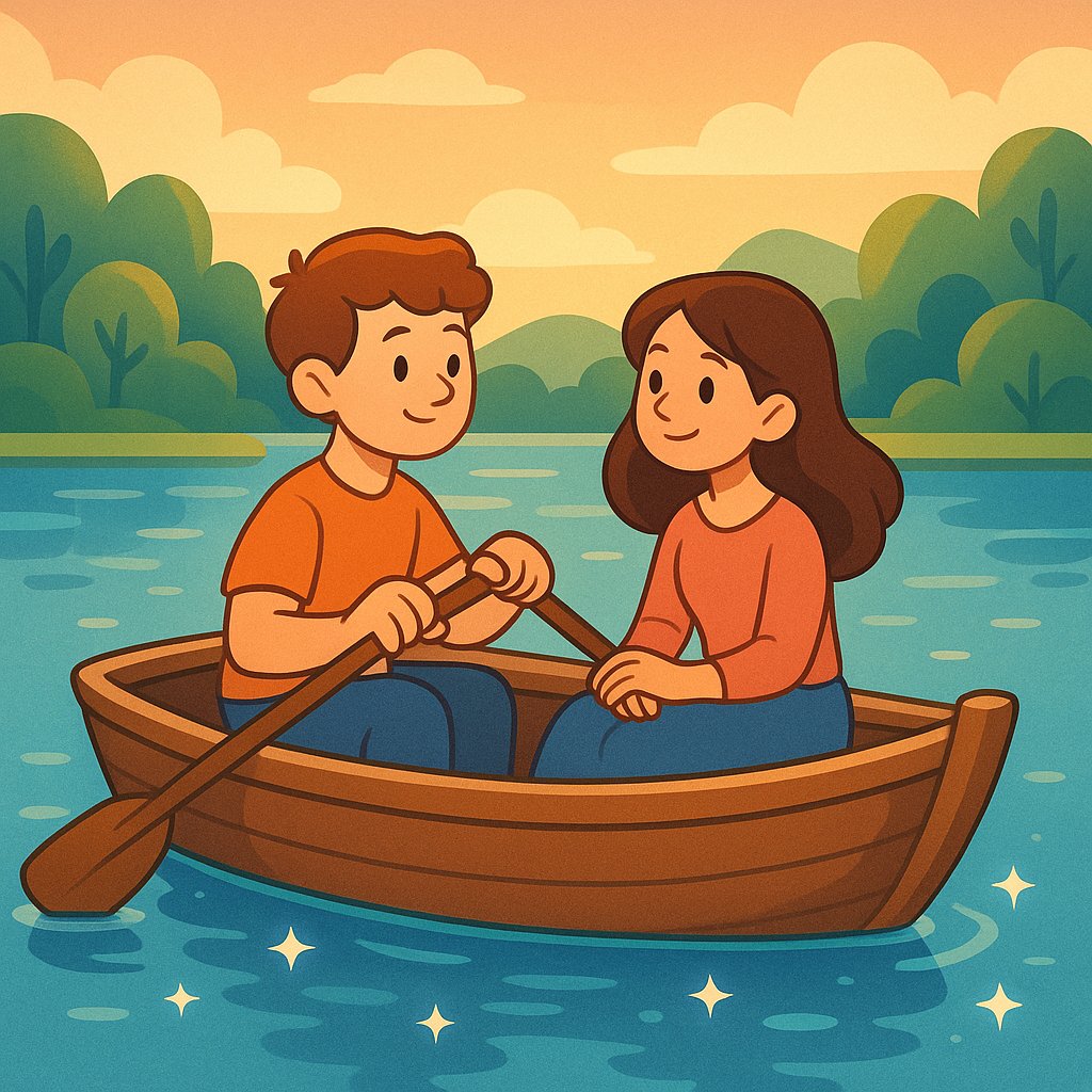 Evening Row: Cartoon Lake Date