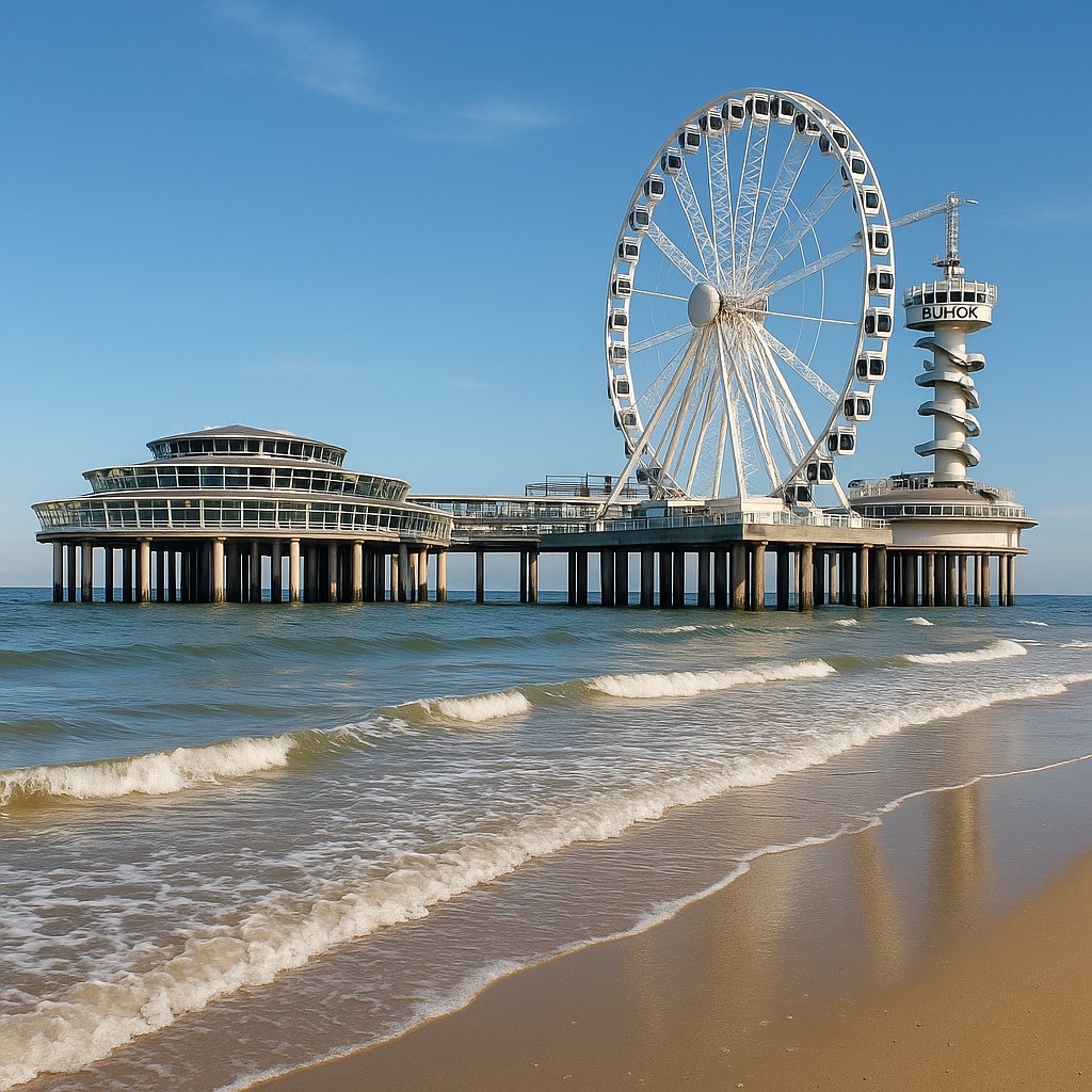 Ferris Wheel Over Scheveningen Pier at Golden Light