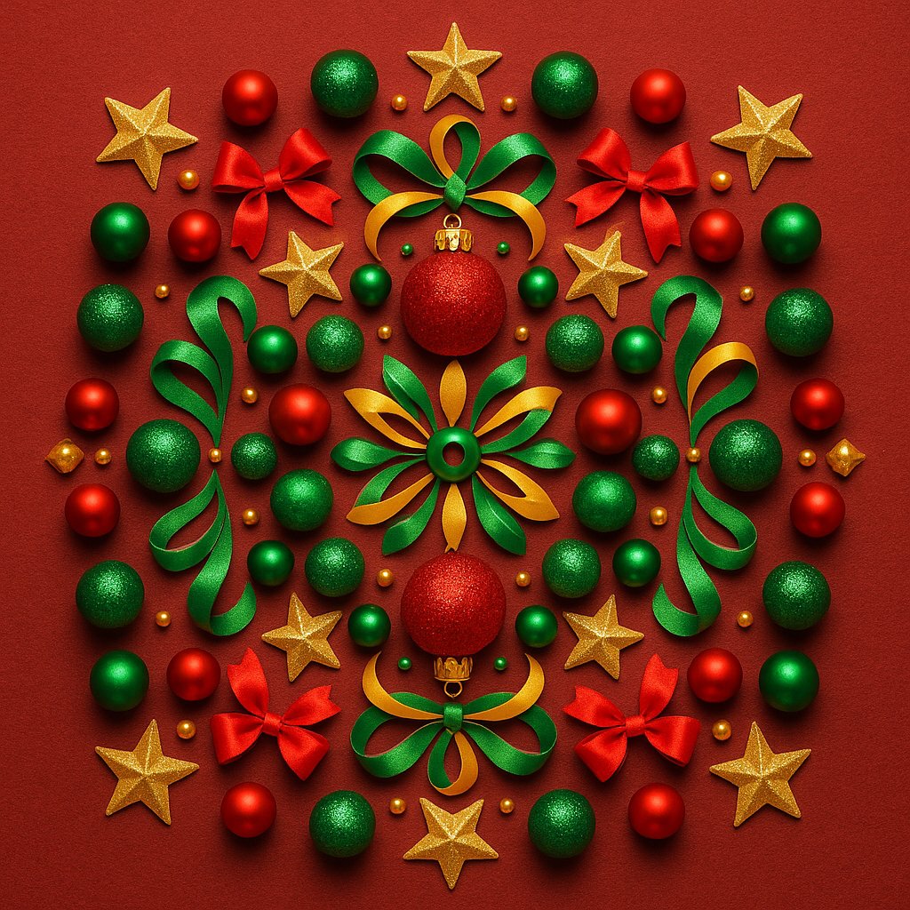 Festive Holiday Mandala — Red, Green & Gold Ornaments