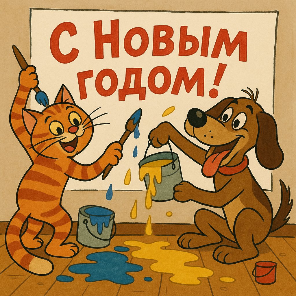 Friendly Chaos: Cat & Dog New Year Poster