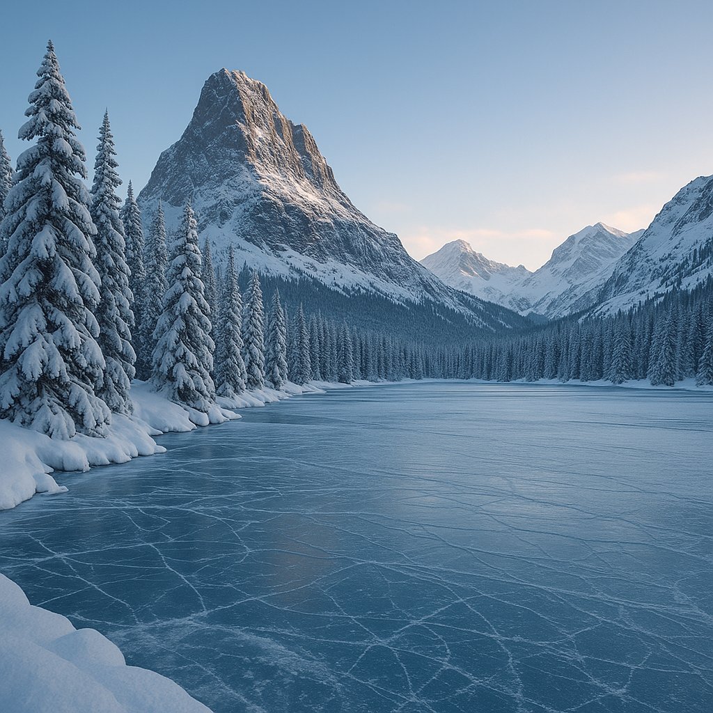 Frozen Mirror: Winter Dawn at Glacier National Park