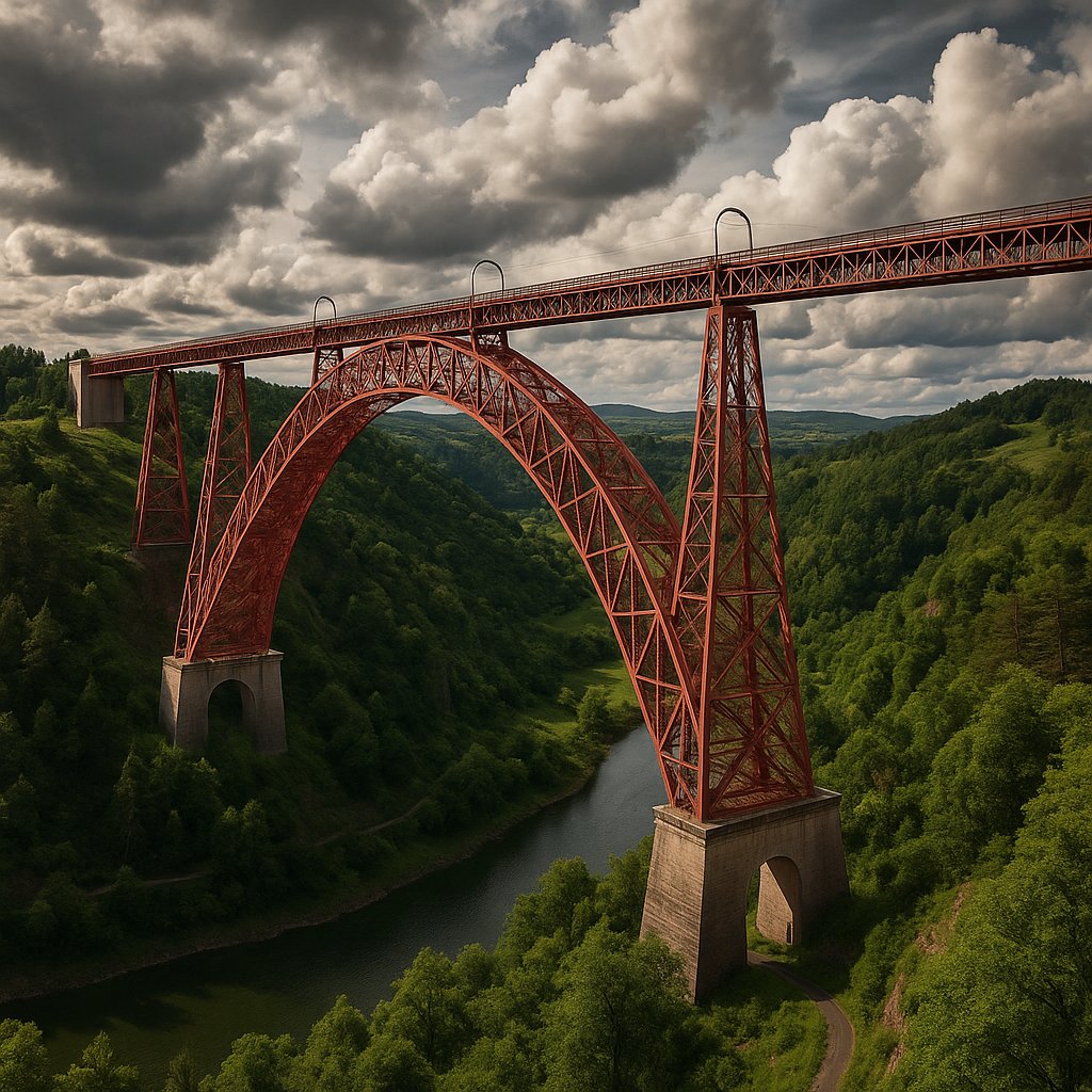 Garabit Viaduct Over Verdant Valley