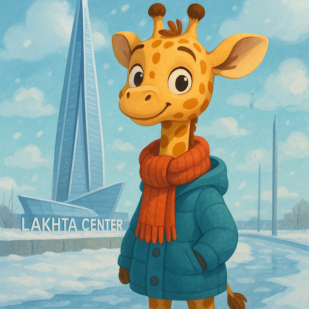 Giraffe Calf Visits Lakhta Center