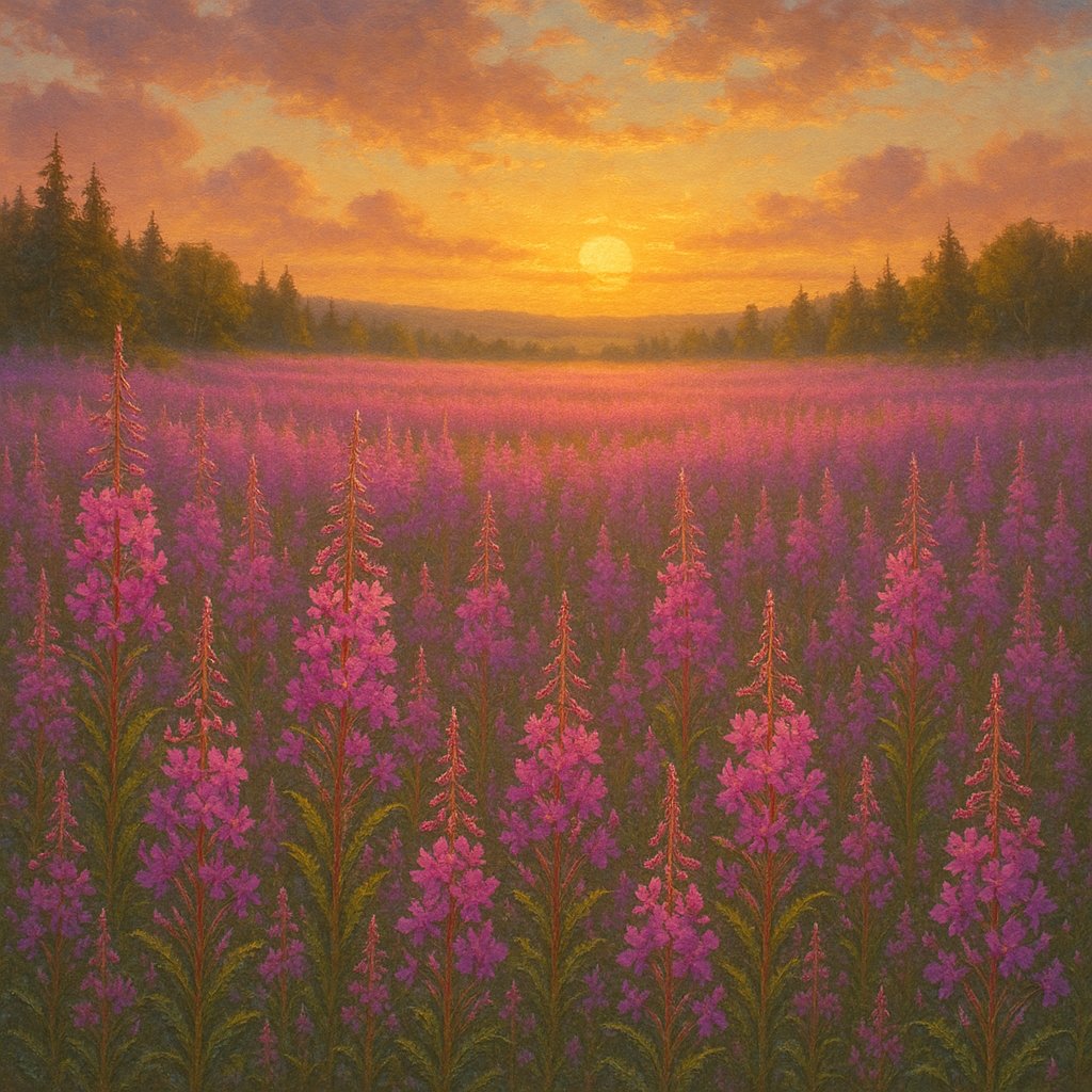 Glade of Fireweed at Golden Hour