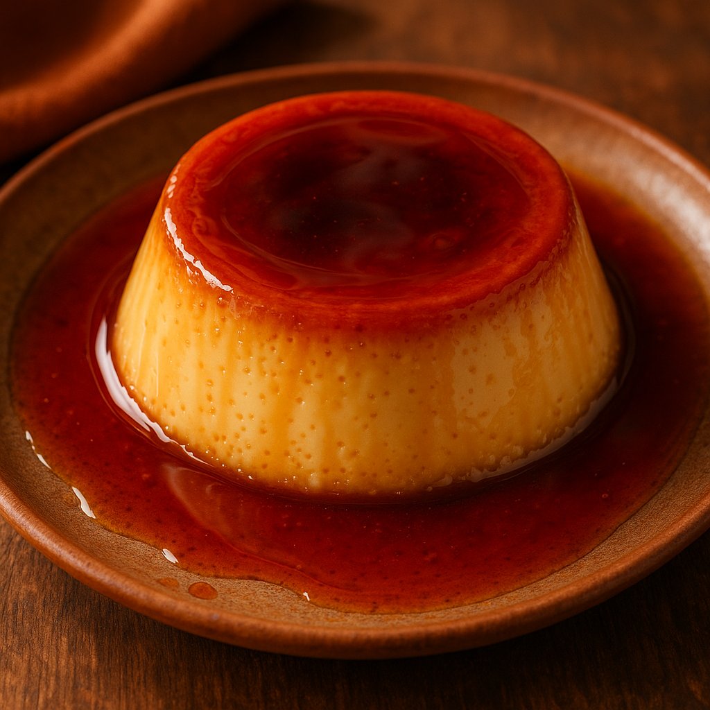 Glazed Flan Napolitano — Caramel Custard Close-Up