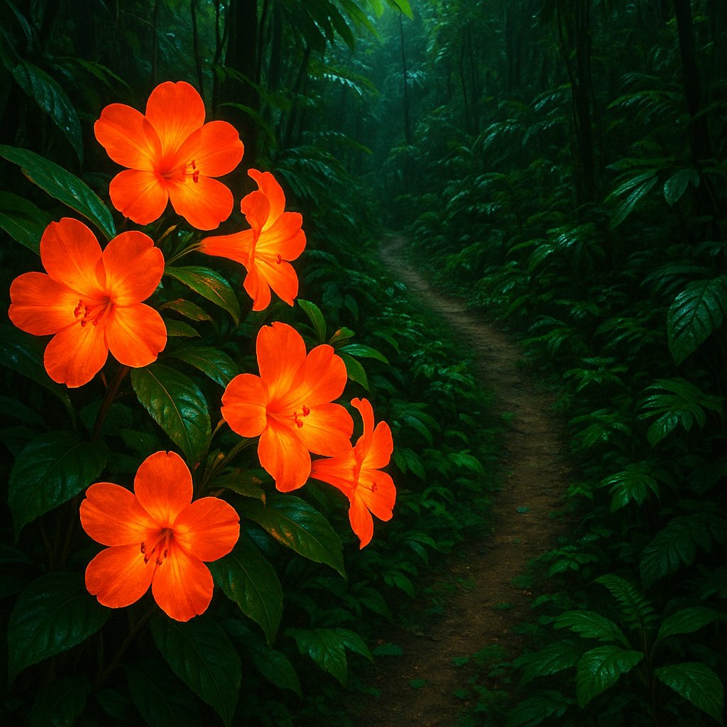 Glowing Adanggang Along the Rainforest Path