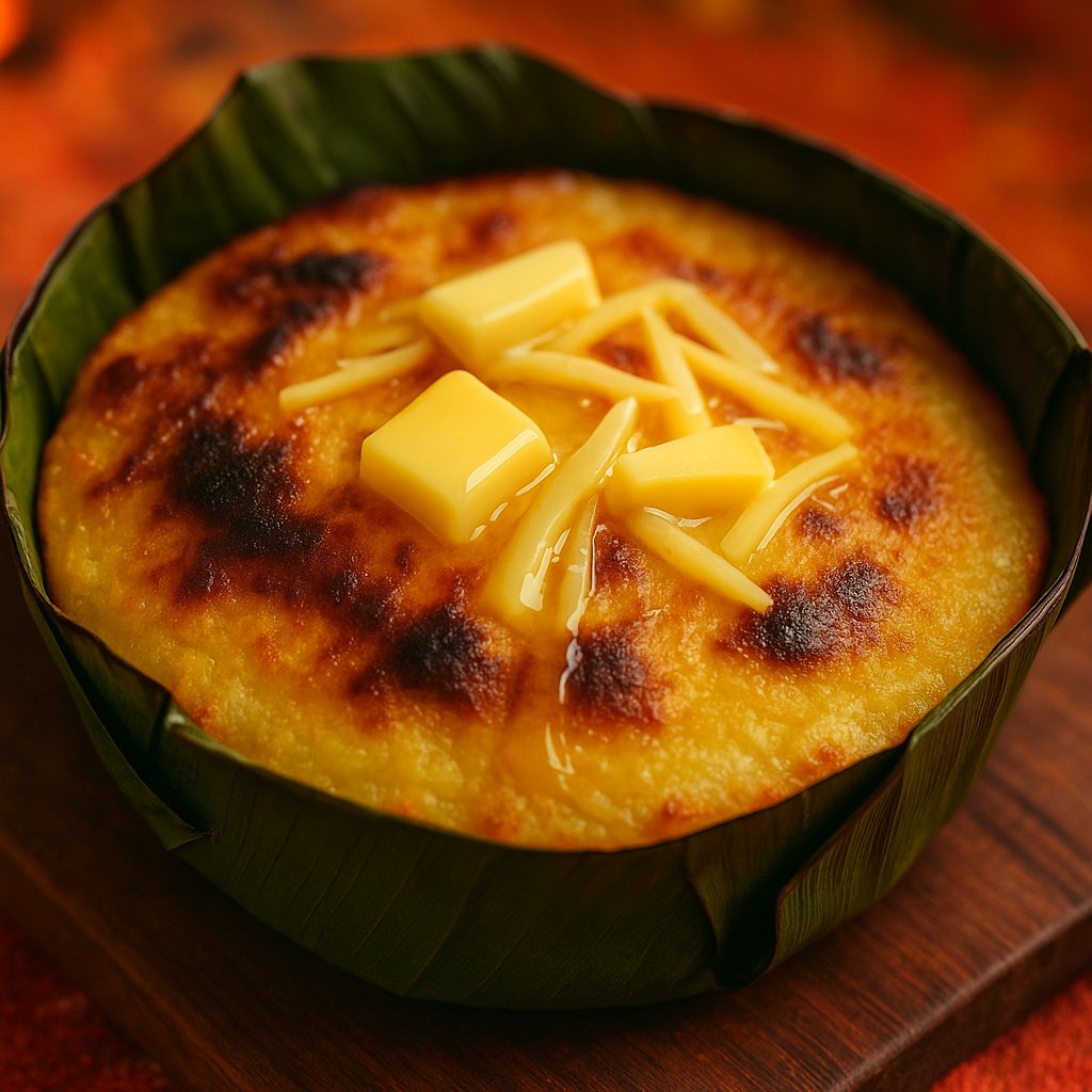 Golden Bibingka with Melting Butter and Cheese