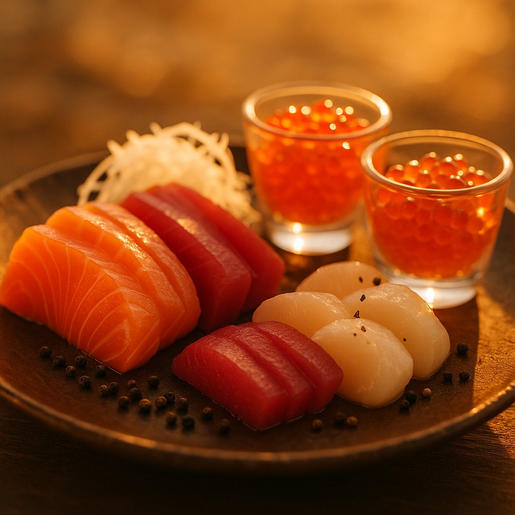 Golden-hour Sashimi Platter with Ikura Cups