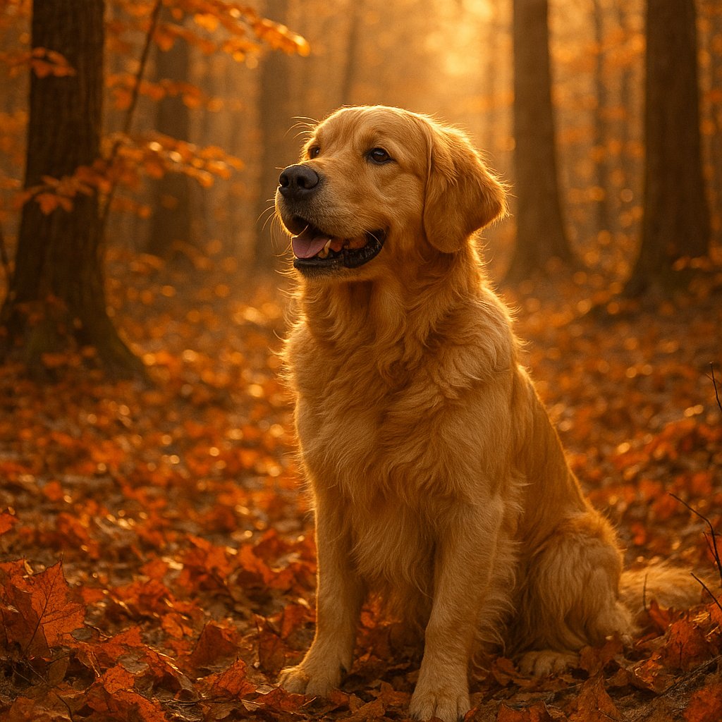 Golden Retriever in Autumn Light
