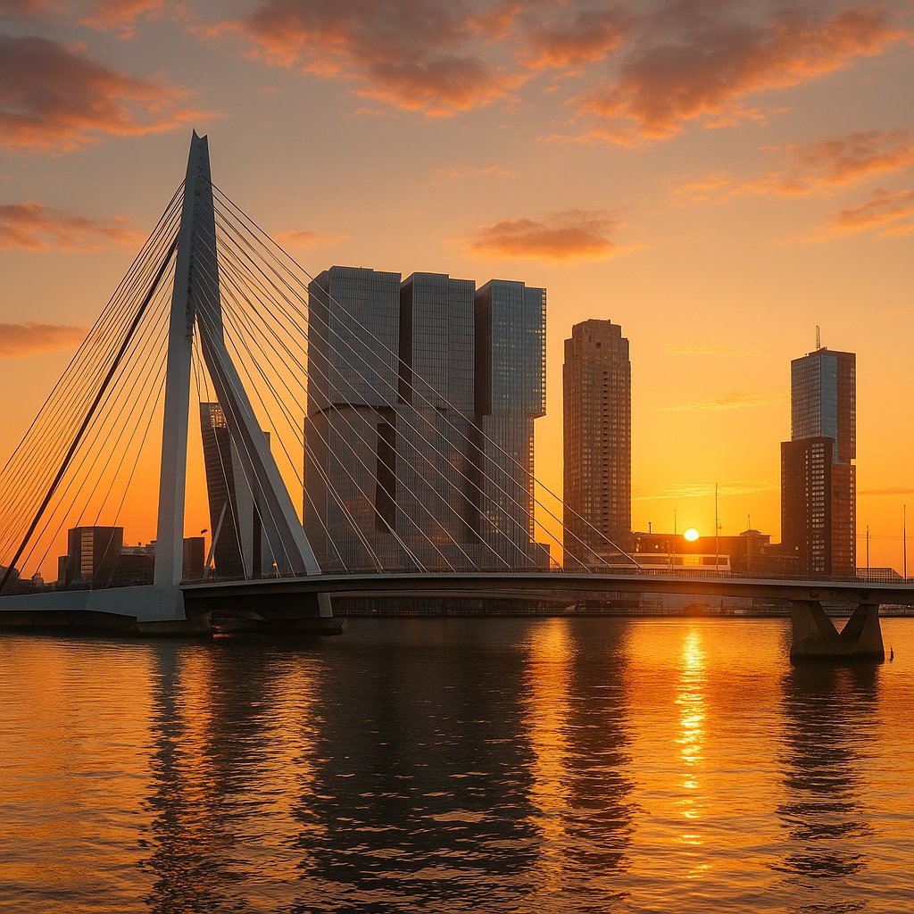 Golden Sunset over Erasmus Bridge