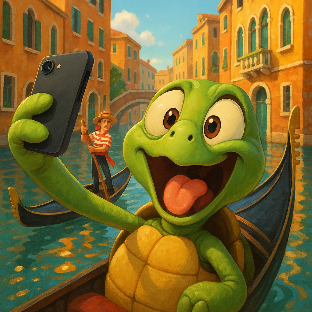 Gondola Selfie: Turtle's Venetian Adventure
