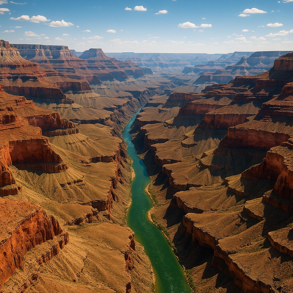 Grand Canyon Summer Aerial — Colorado River at Midday