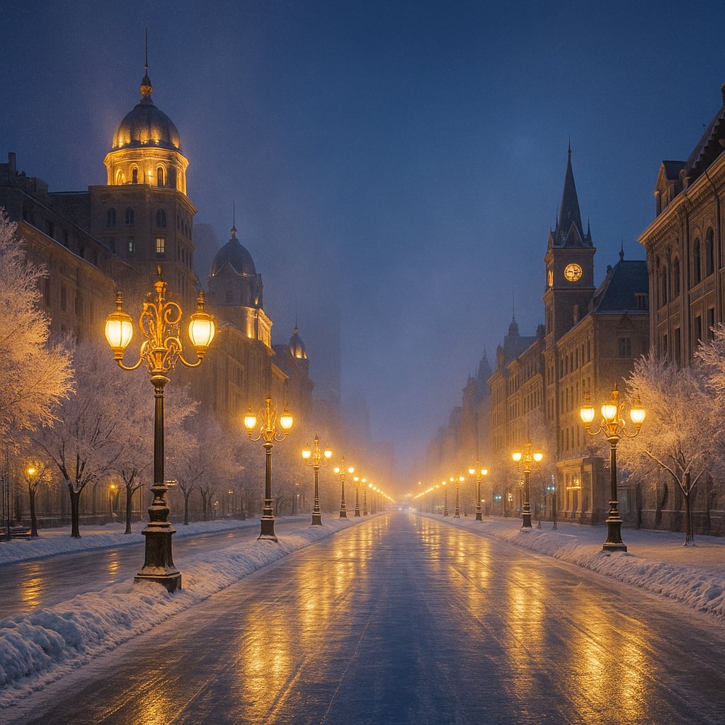 Harbin at Blue Hour — Icy Boulevard of Lights