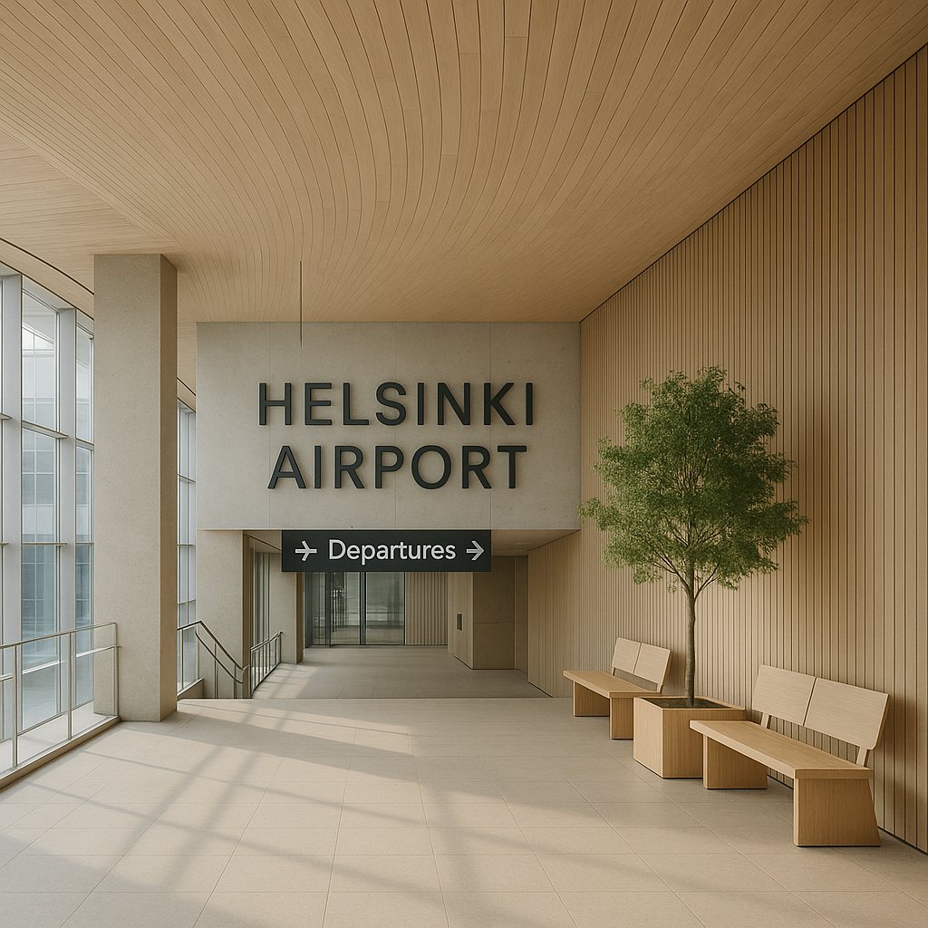 Helsinki Airport — Minimal Nordic Departure Hall