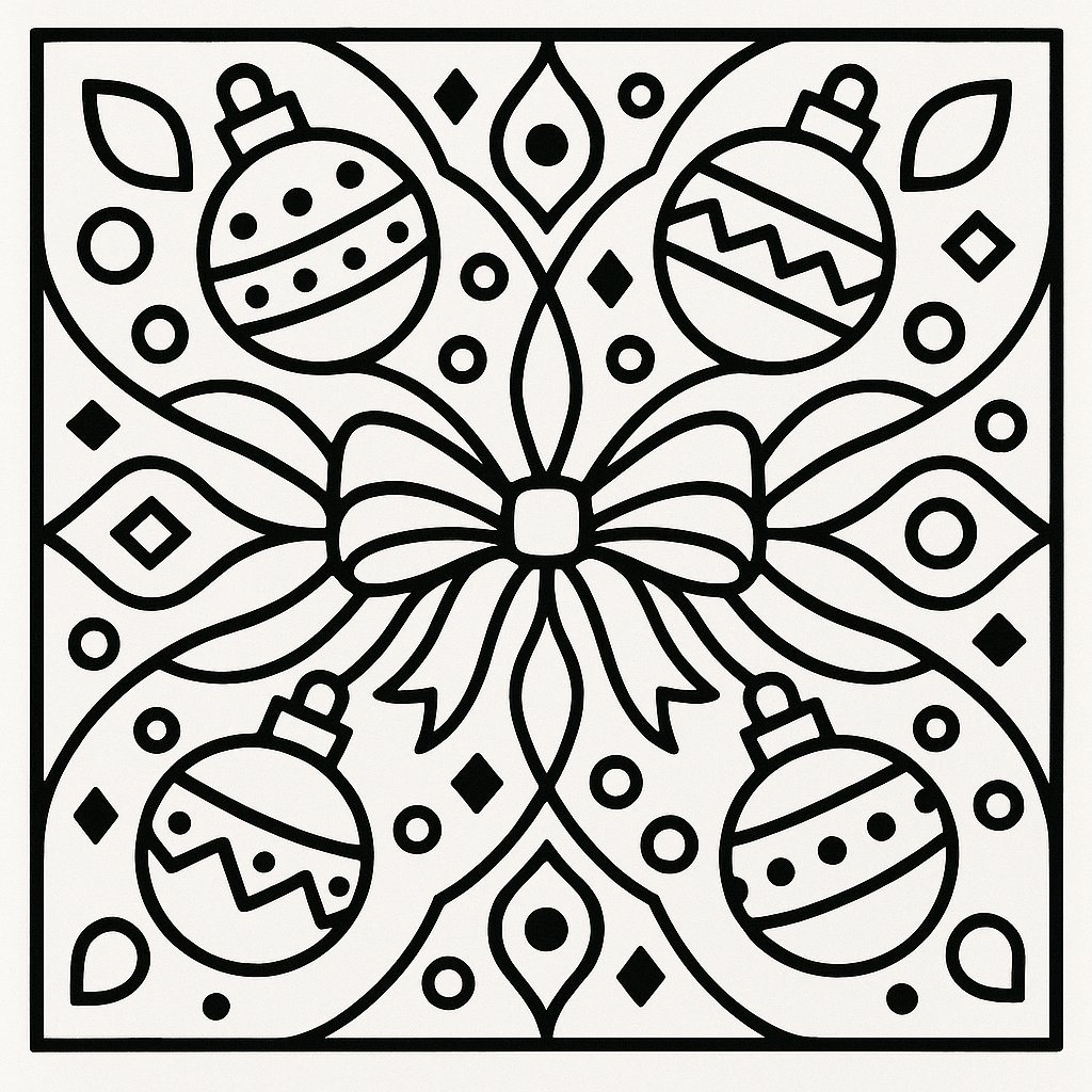 Holiday Bow Mandala — Bold Ornaments & Ribbons