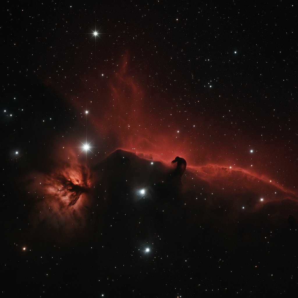 Horsehead Nebula Silhouette Against Glowing H‑alpha Emission