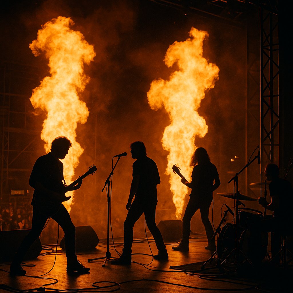 Inferno on Stage: Silhouetted Rock Set