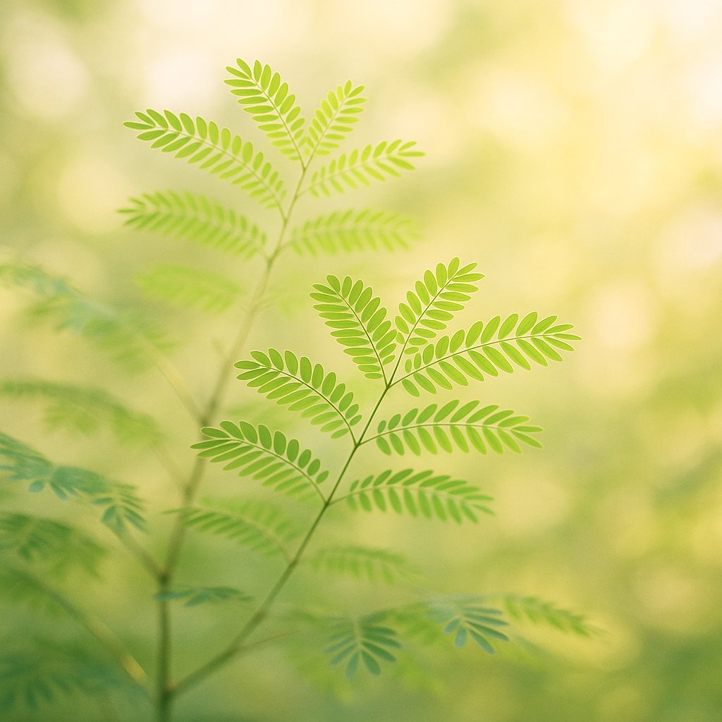 Ipil-Ipil Leaves in Warm Backlight