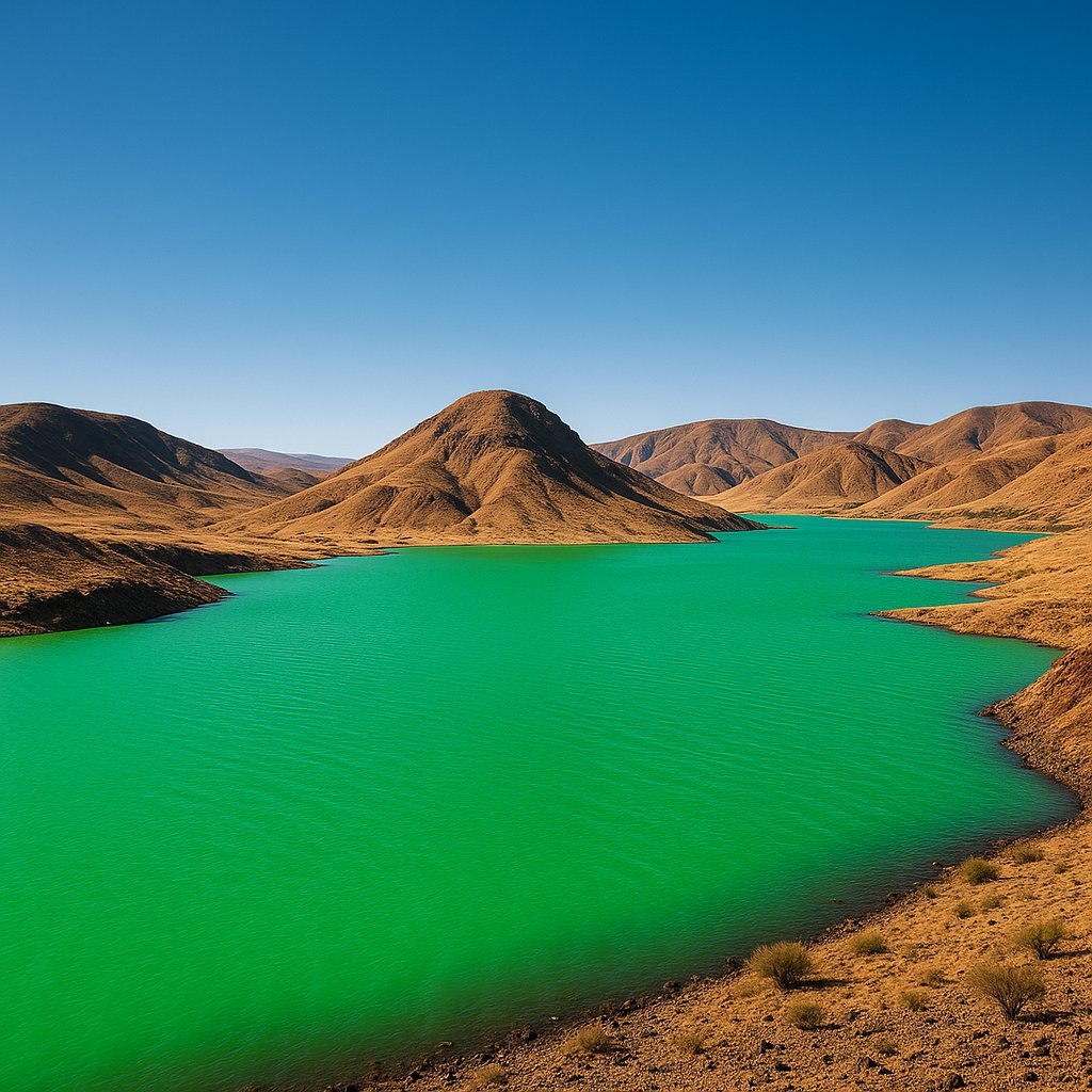 Jade Waters of Lake Turkana at High Sun