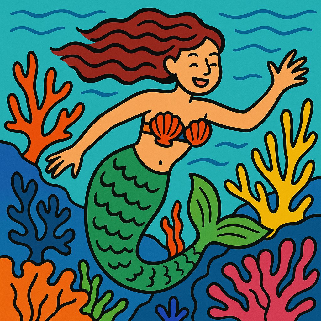 Joyful Mermaid Among Colorful Reefs