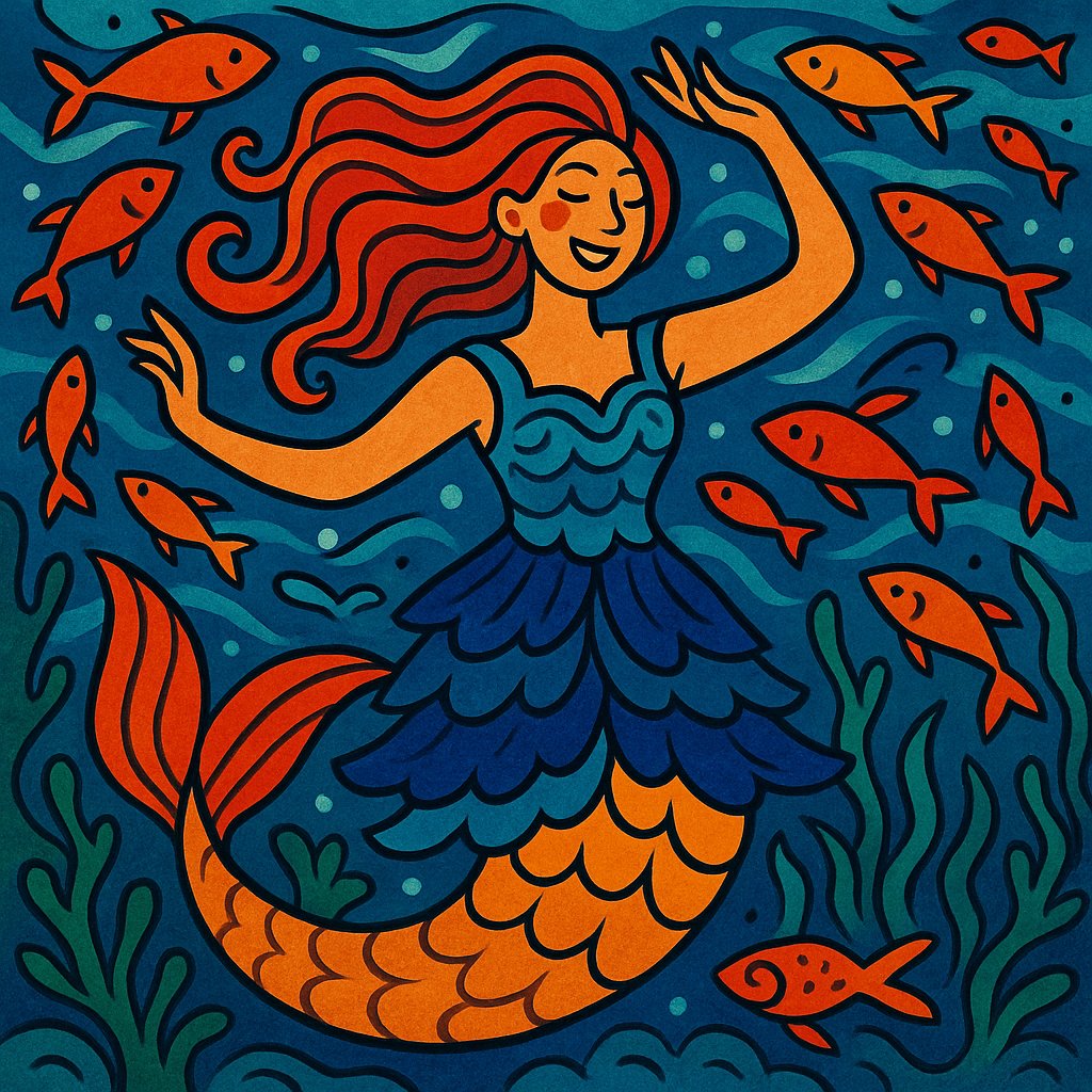 Joyful Mermaid Dancing Under the Sea